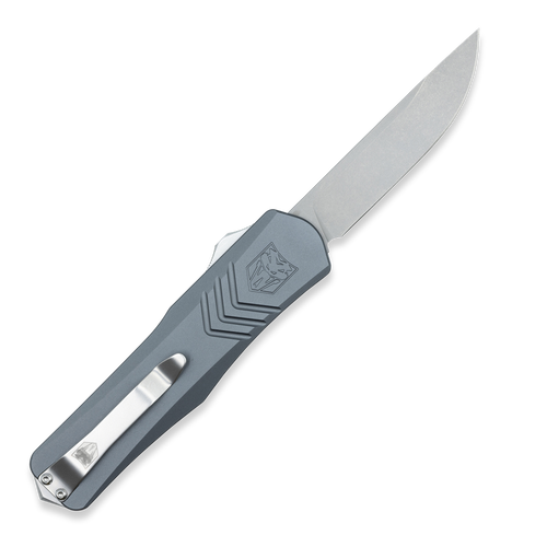 CobraTec Knives Medium FS-X Gen II AUTO OTF - 3" D2 Stonwashed Steel Drop Point Blade, Gray Aluminum Handles CobraTec Knives Medium FS-X Gen II AUTO OTF - 3" D2 Stonwashed Steel Drop Point Blade, Gray Aluminum Handles