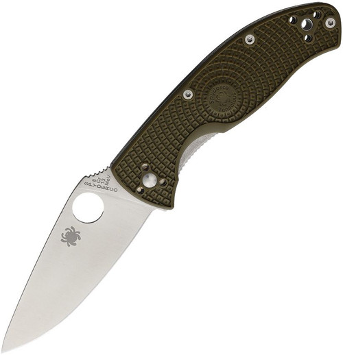 Spyderco Lightweight Tenacious Folding Knife - 3.39" Satin Plain Blade, OD Green FRN Handles, Liner Lock - C122POD
