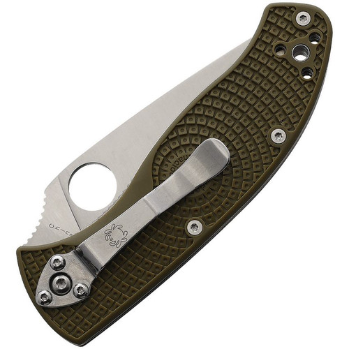 Spyderco Lightweight Tenacious Folding Knife - 3.39" Satin Plain Blade, OD Green FRN Handles, Liner Lock - C122POD Spyderco Lightweight Tenacious Folding Knife - 3.39" Satin Plain Blade, OD Green FRN Handles, Liner Lock - C122POD