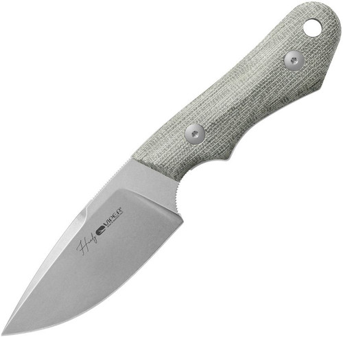 Viper Knives Handy Fixed Blade Knife - 3.3" CPM-MagnaCut Satin Drop Point Blade, 3D Machined Green Canvas Micarta Handles, Leather Sheath - VT4040CG