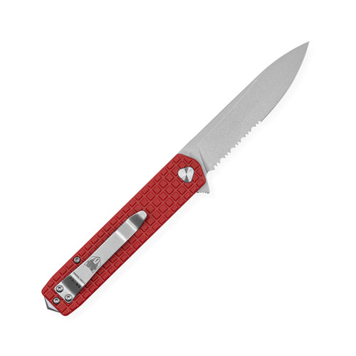 CobraTec Knives Medium Cayden Folding Knife - 3.25" D2 Partially Serrated Drop Point Blade, Red Textured G10 Handles CobraTec Knives Medium Cayden Folding Knife - 3.25" D2 Partially Serrated Drop Point Blade, Red Textured G10 Handles