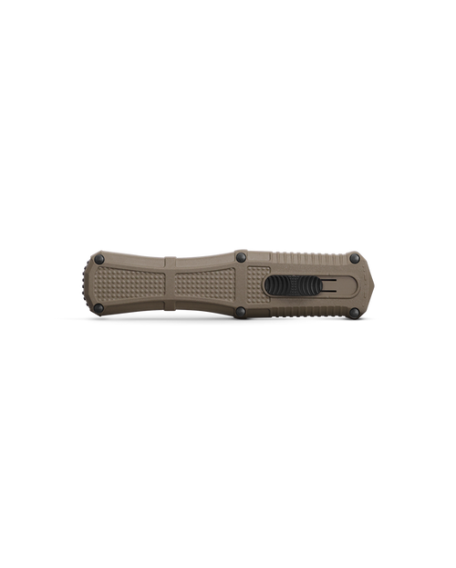 Benchmade 3370GY-1 Claymore OTF AUTO Knife - 3.89" CPM-D2 Smoke Gray PVD Double Edge Dagger Blade, Ranger Green Grivory Handles Benchmade 3370GY-1 Claymore OTF AUTO Knife - 3.89" CPM-D2 Smoke Gray PVD Double Edge Dagger Blade, Ranger Green Grivory Handles