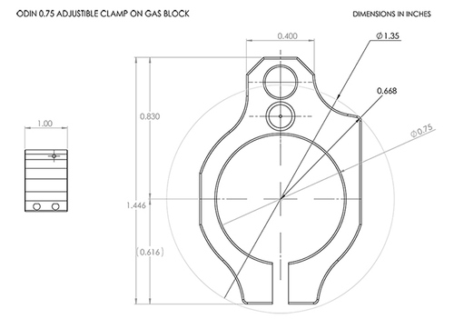 Odin Works Clamp on Adjustable Low Profile Gas Block - .750 Diameter, Black Odin Works Clamp on Adjustable Low Profile Gas Block - .750 Diameter, Black
