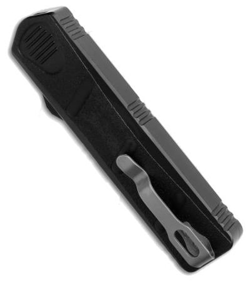 Boker Plus Mini Kalashnikov OTF Auto Knife - 2.68" D2 Satin Drop Point Blade, Black Aluminum Handles, Deep Carry Pocket Clip Boker Plus Mini Kalashnikov OTF Auto Knife - 2.68" D2 Satin Drop Point Blade, Black Aluminum Handles, Deep Carry Pocket Clip