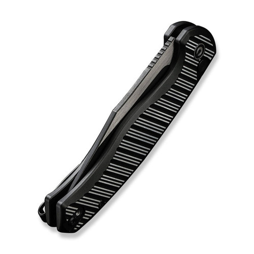 CIVIVI Knives Stormhowl Button Lock Flipper Knife - 3.3" Nitro-V Two-Tone Clip Point Blade, Machined Black Aluminum Handles with Satin Flats - C23040B-1 CIVIVI Knives Stormhowl Button Lock Flipper Knife - 3.3" Nitro-V Two-Tone Clip Point Blade, Machined Black Aluminum Handles with Satin Flats - C23040B-1