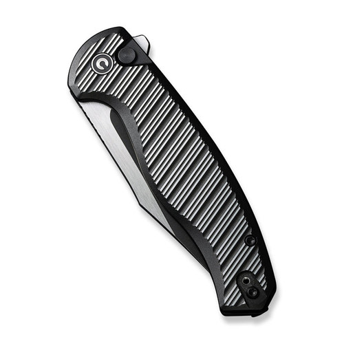 CIVIVI Knives Stormhowl Button Lock Flipper Knife - 3.3" Nitro-V Two-Tone Clip Point Blade, Machined Black Aluminum Handles with Satin Flats - C23040B-1 CIVIVI Knives Stormhowl Button Lock Flipper Knife - 3.3" Nitro-V Two-Tone Clip Point Blade, Machined Black Aluminum Handles with Satin Flats - C23040B-1