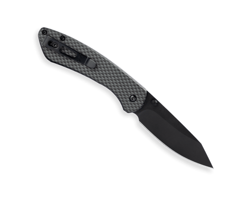 Buck 744 Sovereign Button Lock Folding Knife - 3.225" Black TiNi Modified Clip Point Blade, Carbon Fiber Handles - 13812 Buck 744 Sovereign Button Lock Folding Knife - 3.225" Black TiNi Modified Clip Point Blade, Carbon Fiber Handles - 13812
