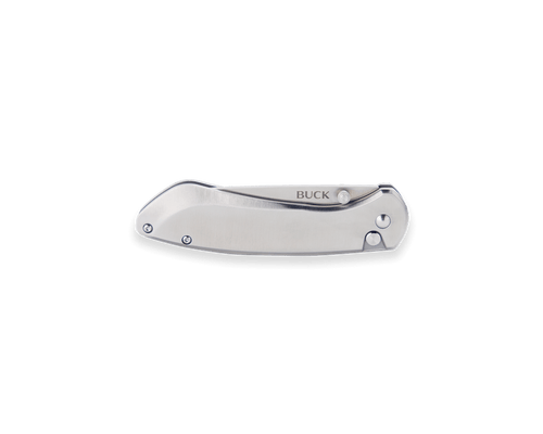 Buck 744 Sovereign Button Lock Folding Knife - 3.225" Stonewashed Modified Clip Point Blade, Stainless Steel Handles - 13814 Buck 744 Sovereign Button Lock Folding Knife - 3.225" Stonewashed Modified Clip Point Blade, Stainless Steel Handles - 13814