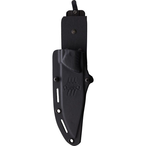 Attleboro Knives The Attleboro Fixed Blade - 4.5" Stonwashed S35VN Drop Point Serrated Blade, Black Canvas Micarta Handles, Black Boltron Sheath Attleboro Knives The Attleboro Fixed Blade - 4.5" Stonwashed S35VN Drop Point Serrated Blade, Black Canvas Micarta Handles, Black Boltron Sheath