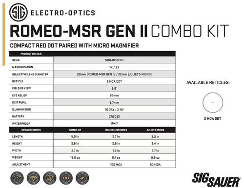 Sig Sauer ROMEO - MSR GEN II Combo Kit - Compact Red Dot Paired with Micro Magnifier Sig Sauer ROMEO - MSR GEN II Combo Kit - Compact Red Dot Paired with Micro Magnifier
