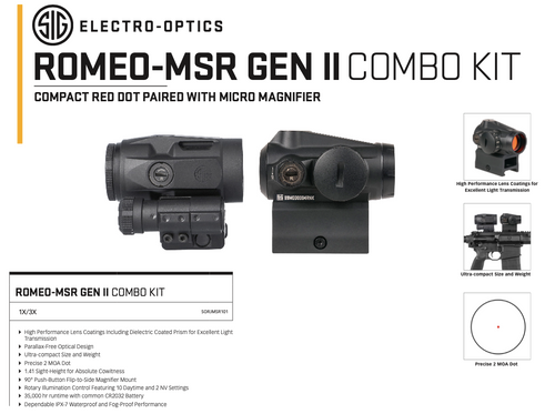 Sig Sauer ROMEO - MSR GEN II Combo Kit - Compact Red Dot Paired with Micro Magnifier Sig Sauer ROMEO - MSR GEN II Combo Kit - Compact Red Dot Paired with Micro Magnifier