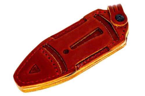 FOBOS Knives Tier 1 Mini Gen 3 Fixed Blade Knife - 4" CPM-154 PVD Finish Drop Point, Natural Micarta w/ Black Liners, Brown Leather Sheath