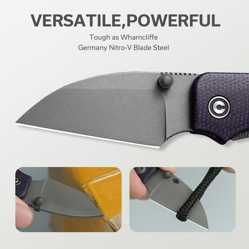 CIVIVI Knives C19068SC-2 Ben Petersen Baby Banter Folding Knife - 2.32" Nitro-V Stonewashed Wharncliffe Blade, Purple Canvas Micarta Handles, Liner Lock CIVIVI Knives C19068SC-2 Ben Petersen Baby Banter Folding Knife - 2.32" Nitro-V Stonewashed Wharncliffe Blade, Purple Canvas Micarta Handles, Liner Lock