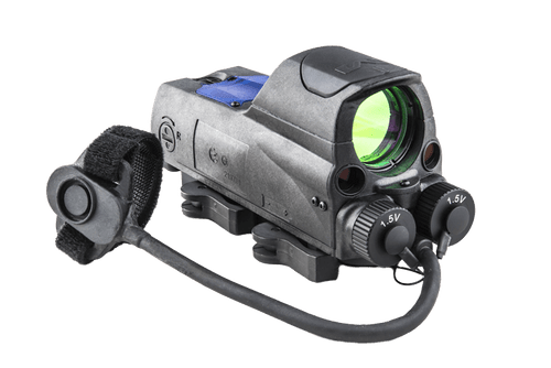 Meprolight MEPRO MOR PRO Multi-Purpose Reflex Sight with Two Laser Pointers - Green Visible Laser, IR Laser Pointer, 4.3 MOA Bullseye Reticle