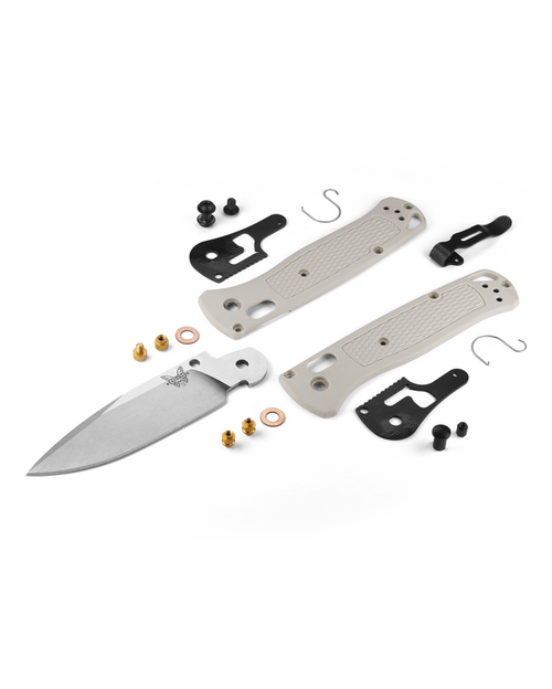 Benchmade Bugout AXIS Folding Knife - 3.24" S30V Satin Plain Blade, Tan Grivory Handles, Gold Accents - 535-12 Benchmade Bugout AXIS Folding Knife - 3.24" S30V Satin Plain Blade, Tan Grivory Handles, Gold Accents - 535-12