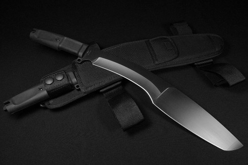 Extrema Ratio Knives KH Kukri - 12.4" Black N690 Curved Modified Tanto Blade, Forprene Handles, Black Nylon Sheath - EX170KH Extrema Ratio Knives KH Kukri - 12.4" Black N690 Curved Modified Tanto Blade, Forprene Handles, Black Nylon Sheath - EX170KH