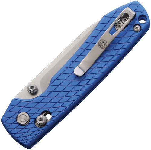 Vosteed Cutlery Raccoon Folding Knife - 3.25" Nitro-V Satin Drop Point Blade, Textured Blue Aluminum Handles Vosteed Cutlery Raccoon Folding Knife - 3.25" Nitro-V Satin Drop Point Blade, Textured Blue Aluminum Handles
