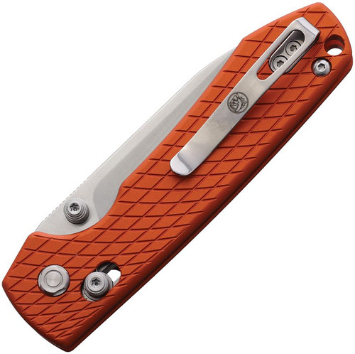 Vosteed Cutlery Raccoon Folding Knife - 3.25" Nitro-V Satin Drop Point Blade, Textured Orange Aluminum Handles Vosteed Cutlery Raccoon Folding Knife - 3.25" Nitro-V Satin Drop Point Blade, Textured Orange Aluminum Handles