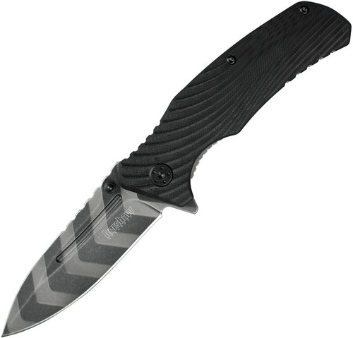Kershaw 1311TSX Trace Assisted Folding Knife - 3.25" 8cr13mov Tiger Stripped Drop Point Blade, Black GRN Handles
