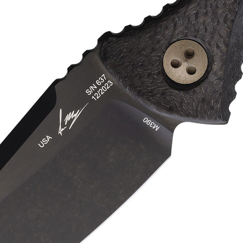 Microtech 93M-1DLCCFS Socom Alpha Mini Warcom Fixed Blade Knife - 3.72" Black DLC M390 Wharncliffe Blade, Carbon Fiber Handles, Kydex Sheath Microtech 93M-1DLCCFS Socom Alpha Mini Warcom Fixed Blade Knife - 3.72" Black DLC M390 Wharncliffe Blade, Carbon Fiber Handles, Kydex Sheath