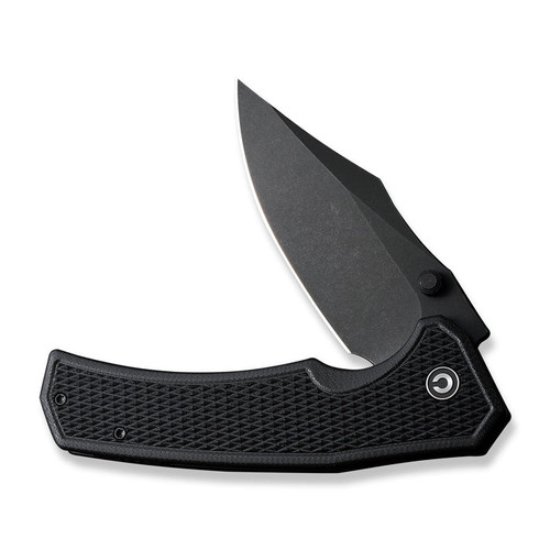 CIVIVI Knives Vexillum Liner Lock Flipper Knife - 3.81" Nitro-V Black Stonewashed Clip Point Blade, Milled Black G10 Handles - C23003D-1 CIVIVI Knives Vexillum Liner Lock Flipper Knife - 3.81" Nitro-V Black Stonewashed Clip Point Blade, Milled Black G10 Handles - C23003D-1