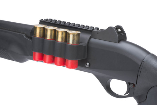 Mesa Tactical 6-Shell SureShell Side Saddle for the Benelli M2 Shotgun - 12 Gauge, Fits Benelli M2, On-gun shotshell carriers, Black Finish Mesa Tactical 6-Shell SureShell Side Saddle for the Benelli M2 Shotgun - 12 Gauge, Fits Benelli M2, On-gun shotshell carriers, Black Finish