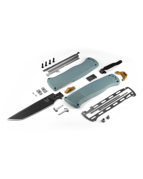 Benchmade 5370BK-07 Seasonal Shootout OTF AUTO Knife - 3.51" CPM-CruWear Black DLC Tanto Blade, Sage Green Grivory Handles Benchmade 5370BK-07 Seasonal Shootout OTF AUTO Knife - 3.51" CPM-CruWear Black DLC Tanto Blade, Sage Green Grivory Handles