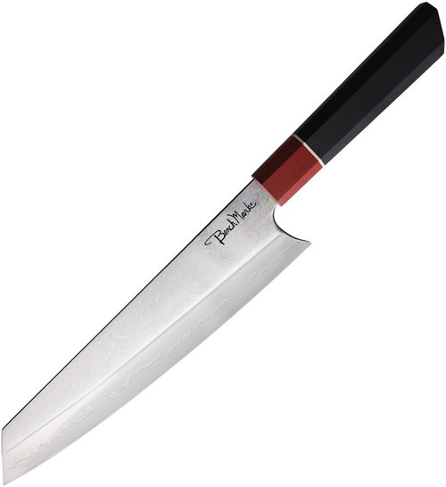 Benchmark Damascus Chef Knife - 9.4" Damascus Steel Blade, Red and Black Pakkawood Handle