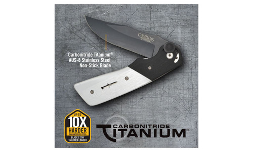 Camillus Cuda Bolt Folding Knife - 3.75" AUS-8 Plain Blade, G10 and Aluminum Handles, Liner Lock - 19080 Camillus Cuda Bolt Folding Knife - 3.75" AUS-8 Plain Blade, G10 and Aluminum Handles, Liner Lock - 19080