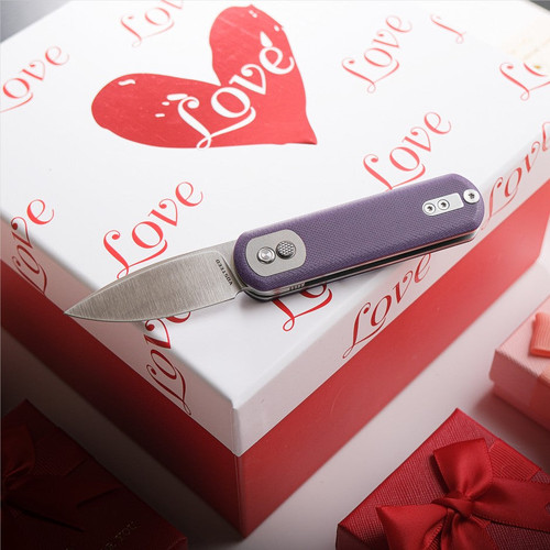 Vosteed Cutlery Corgi Pup Trek Folding Knife - 2.37'' S35VN Drop Point Blade, Purple G10 Handle, Trek Lock Vosteed Cutlery Corgi Pup Trek Folding Knife - 2.37'' S35VN Drop Point Blade, Purple G10 Handle, Trek Lock