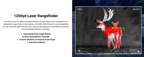 PARD SA62 LRF Thermal Rifle Scope - 35MM, Multi Reticle, 2x-8x Zoom, 640x480, 50Hz, Features Laser Rangefinder, Black