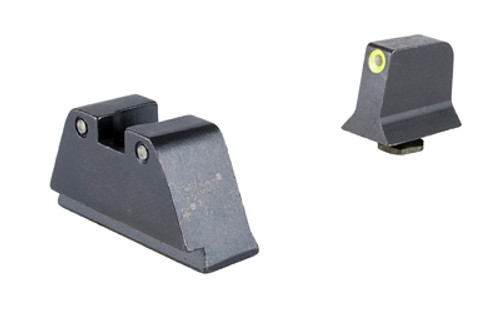Trijicon Suppressor/Optic Height Night Sights for Glock Handguns - Yellow Front with Black Rear & Green Lamps