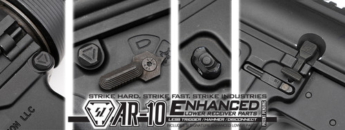 Strike AR-10 Enhanced Lower Receiver Parts Less Trigger, Hammer and Disconnector Strike AR-10 Enhanced Lower Receiver Parts Less Trigger, Hammer and Disconnector