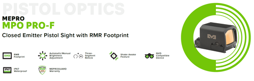 Meprolight MPO Pro-F Enclosed Red Dot - 33 MOA Circle w/3 MOA Dot Bullseye Reticle, RMR Footprint, Black