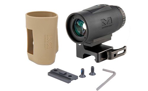 Meprolight MMX4 4X Magnifier - Flip To Side QD Mount, Fits Picatinny, Black Meprolight MMX4 4X Magnifier - Flip To Side QD Mount, Fits Picatinny, Black