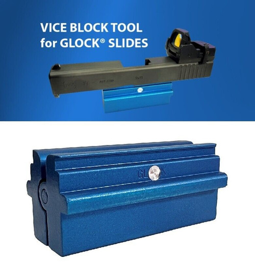 NCStar Vice Block for Glock Slides - Designed to fit most of the Standard, Compact, Subcompact Glock Models, Anodized Blue