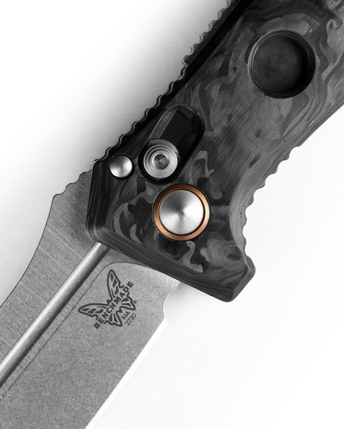 Benchmade 2730-03 Mini Adamas AUTO Folding Knife - 3.25" CPM-MagnaCut Satin Plain Blade, Marbled Carbon Fiber Handles, Reversible Clip Benchmade 2730-03 Mini Adamas AUTO Folding Knife - 3.25" CPM-MagnaCut Satin Plain Blade, Marbled Carbon Fiber Handles, Reversible Clip
