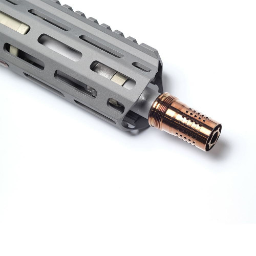 Q Cherry Bomb Muzzle Device - 8.6 Blackout, M18X1.5 Thread Pitch, Gold Q Cherry Bomb Muzzle Device - 8.6 Blackout, M18X1.5 Thread Pitch, Gold