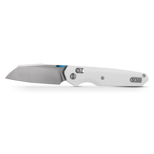 Vosteed Knives Talarurus Crossbar Lock Folding Knife - 3.03" Sandvik 14C28N Satin Modified Sheepsfoot Blade, White G10 Handles - A2701