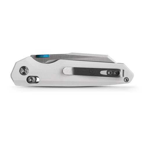 Vosteed Knives Talarurus Crossbar Lock Folding Knife - 3.03" Sandvik 14C28N Satin Modified Sheepsfoot Blade, White G10 Handles - A2701 Vosteed Knives Talarurus Crossbar Lock Folding Knife - 3.03" Sandvik 14C28N Satin Modified Sheepsfoot Blade, White G10 Handles - A2701