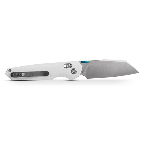 Vosteed Knives Talarurus Crossbar Lock Folding Knife - 3.03" Sandvik 14C28N Satin Modified Sheepsfoot Blade, White G10 Handles - A2701 Vosteed Knives Talarurus Crossbar Lock Folding Knife - 3.03" Sandvik 14C28N Satin Modified Sheepsfoot Blade, White G10 Handles - A2701
