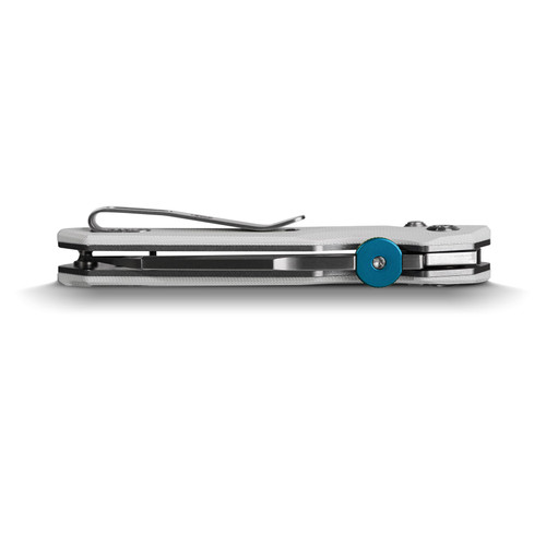Vosteed Knives Talarurus Crossbar Lock Folding Knife - 3.03" Sandvik 14C28N Satin Modified Sheepsfoot Blade, White G10 Handles - A2701 Vosteed Knives Talarurus Crossbar Lock Folding Knife - 3.03" Sandvik 14C28N Satin Modified Sheepsfoot Blade, White G10 Handles - A2701