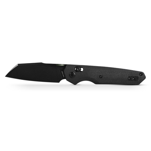 Vosteed Knives Talarurus Crossbar Lock Folding Knife - 3.03" Sandvik 14C28N Black Stonewashed Modified Sheepsfoot Blade, Black Canvas Micarta Handles - A2703