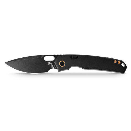 Vosteed Cutlery Psyop - Top Liner Lock Folding Knife - 3.32" Elmax Black Drop Point Blade, Black Titanium Handles - A2203