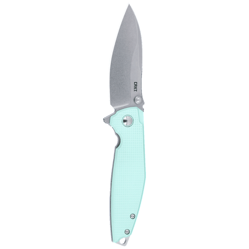 CRKT 2560 Lucas Burnley Ibis Frame Lock Flipper Knife - 3.09" 14C28N Stonewashed Drop Point Blade, Teal G10 and Stainless Steel Handles