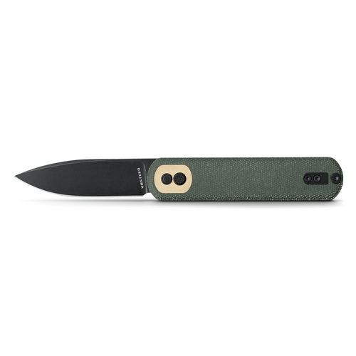 Vosteed Cutlery Corgi Trek Folding Knife - 2.99" 14C28N Black Drop Point Blade, Green Canvas Micarta Handles, Trek Lock
