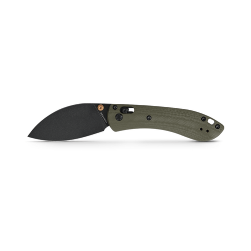 Vosteed Knives Mini Nightshade Folding Knife - 2.6" 14C28N Black Kukri Blade, Green G10 Handles, AXIS/Crossbar Lock - A0207