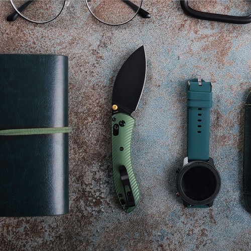 Vosteed Knives Mini Nightshade Folding Knife - 2.6" 14C28N Black Kukri Blade, Black Aluminum Handles, AXIS/Crossbar Lock - A0215 Vosteed Knives Mini Nightshade Folding Knife - 2.6" 14C28N Black Kukri Blade, Black Aluminum Handles, AXIS/Crossbar Lock - A0215