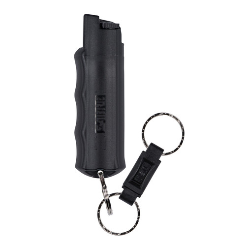 Sabre 3-IN-1 Defense Pepper Spray With Quick Release Key Ring - .54oz, Black, Aerosol Can