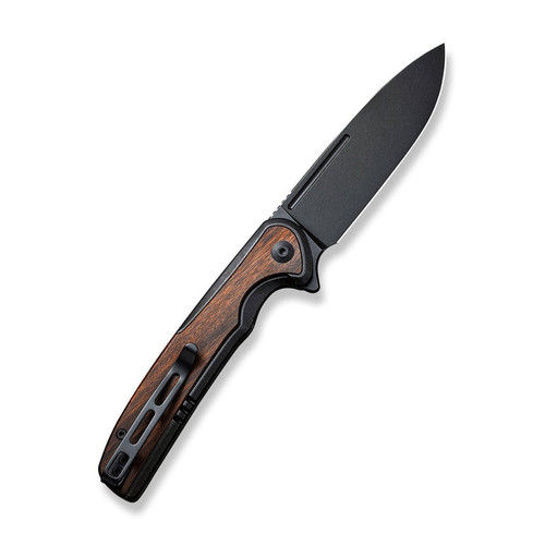 CIVIVI Knives Voltaic Flipper Knife - 3.48" 14C28N Black Stonewashed Drop Point Blade, Black Stainless Steel Handles with Cuibourtia Wood Inlays, Frame Lock - C20060-1 CIVIVI Knives Voltaic Flipper Knife - 3.48" 14C28N Black Stonewashed Drop Point Blade, Black Stainless Steel Handles with Cuibourtia Wood Inlays, Frame Lock - C20060-1